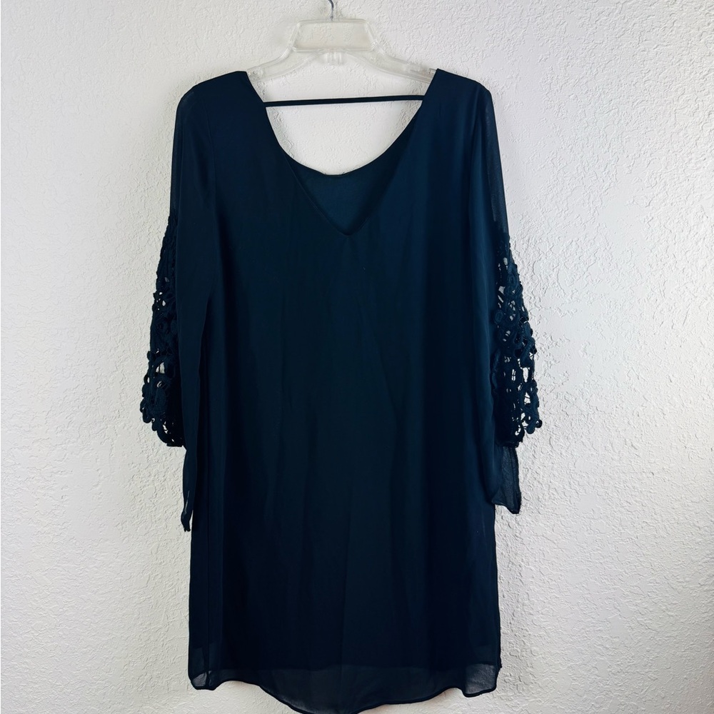 Black Crochet Sleeve Dress